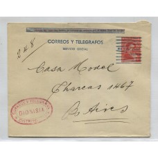 ARGENTINA ENTERO POSTAL GJ SOO-14 SOBRE OFICIAL POSTAL USADO U$ 5